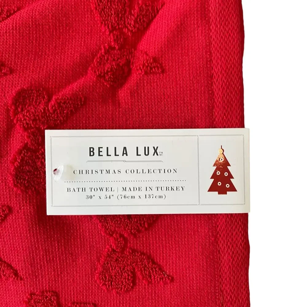Bella Lux RED BOWS Hand Towel Set of 2 Chic Holiday Bathroom Decor New